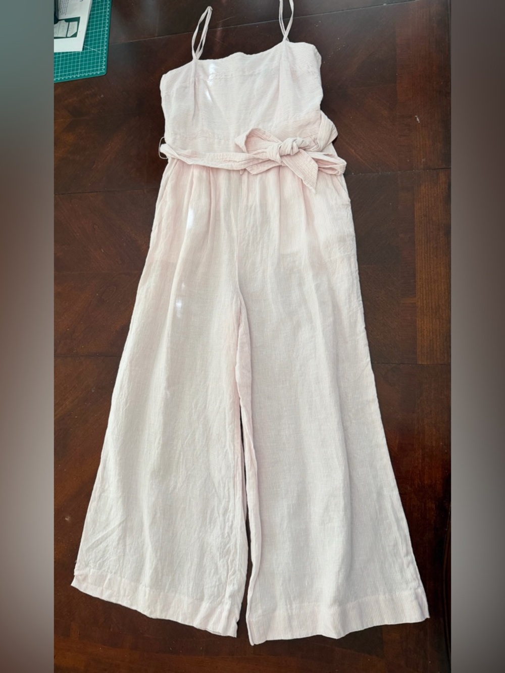 J. Crew Women’s Light Pink Wide-Leg Romper with Tie Waist